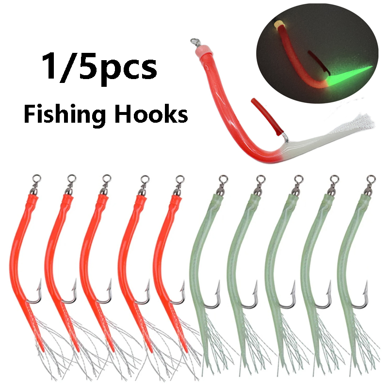 1/5Pcs CodfishFishing Eel Tube - Fishing Hook Offset 评论和价格