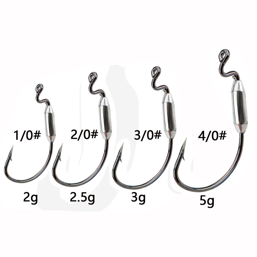 5pcs Soft Worm Lure 1/0# 2/0#  - Fishing Hook Offset 评论和价格