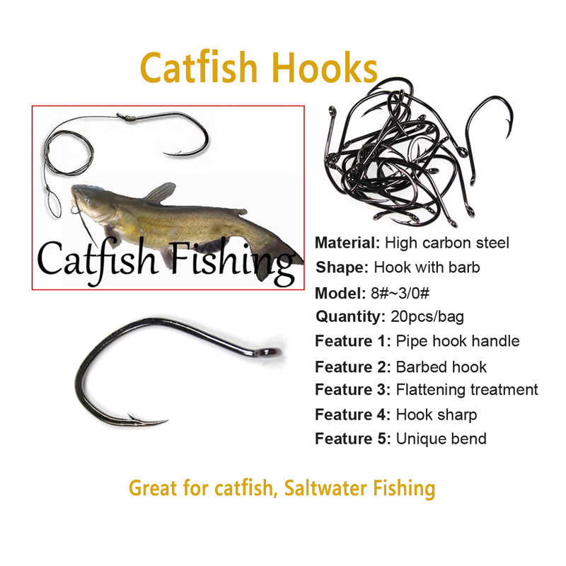 Wifreo 20pcs V Shape Catfish H - Fishing Hook Barbless 评论和价格