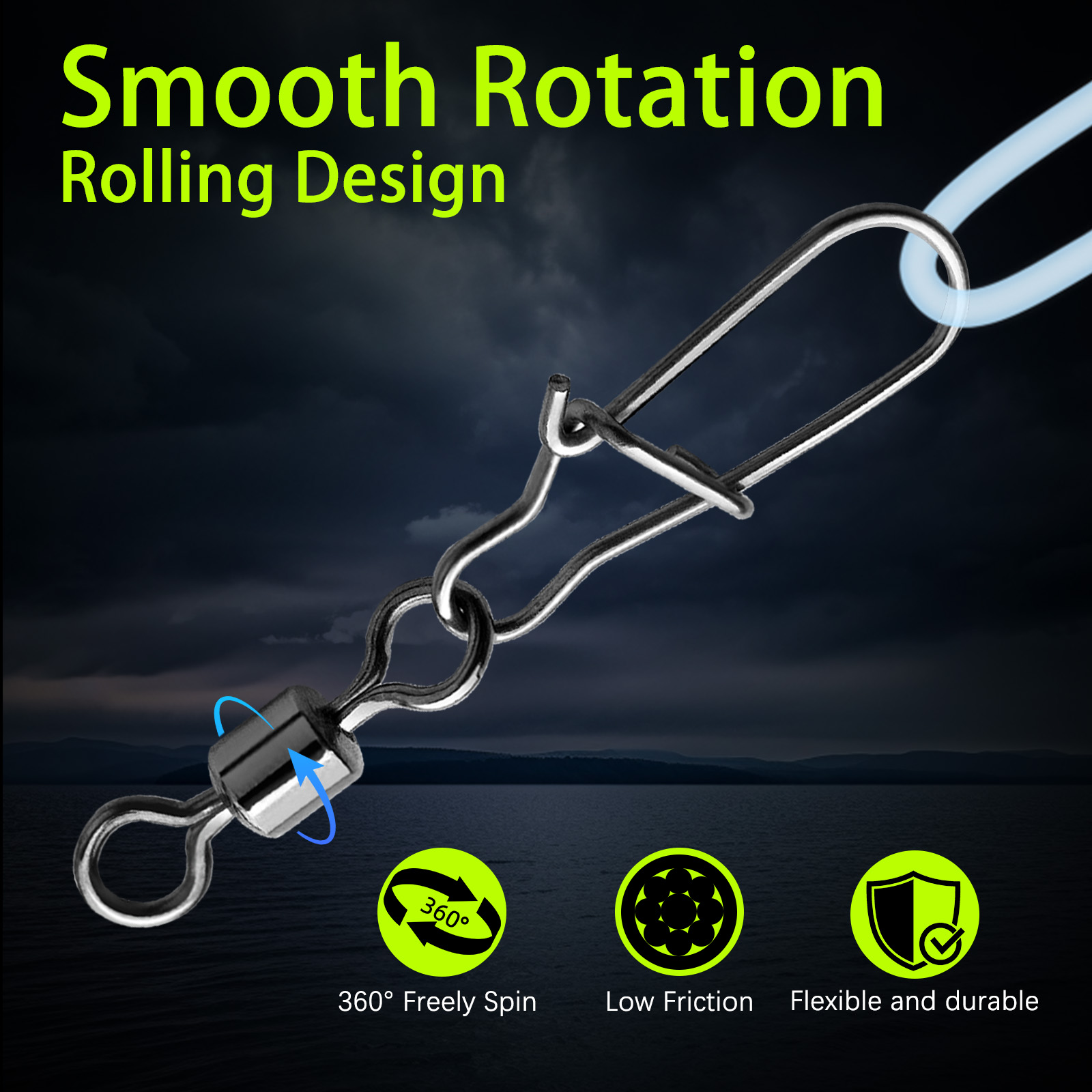 Duo-Lock Snap Swivels 50~200Pc - Fishing Hook Assortment 评论和价格