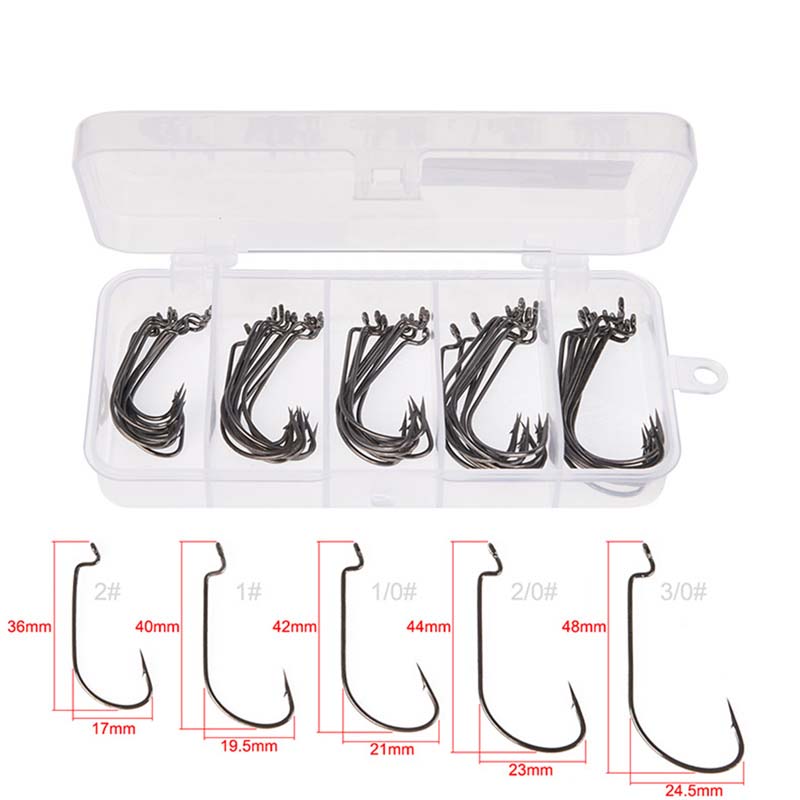 50Pcs/Box High Carbon Steel Fi - Fishing Hook Offset 评论和价格