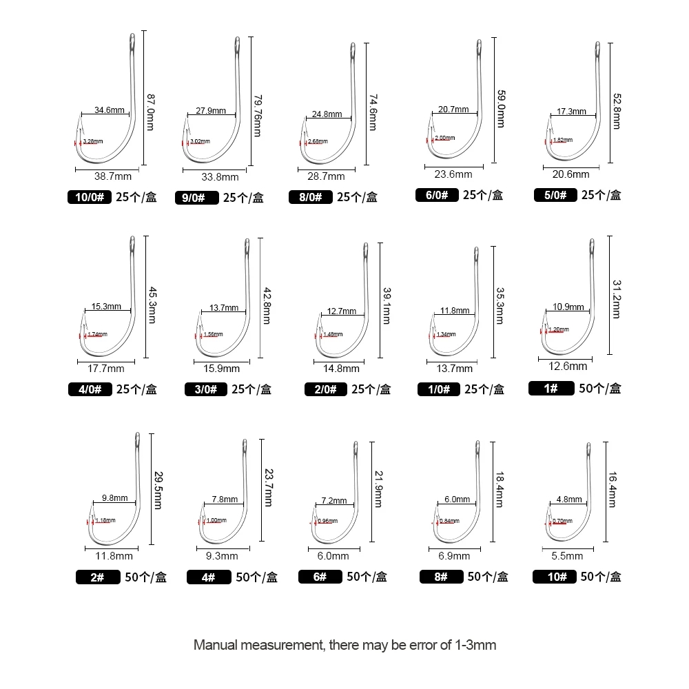FTK Fishing Hooks 1-10#50PCS 1 - Fishing Hook Offset 评论和价格